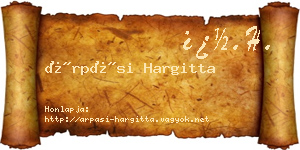 Árpási Hargitta névjegykártya